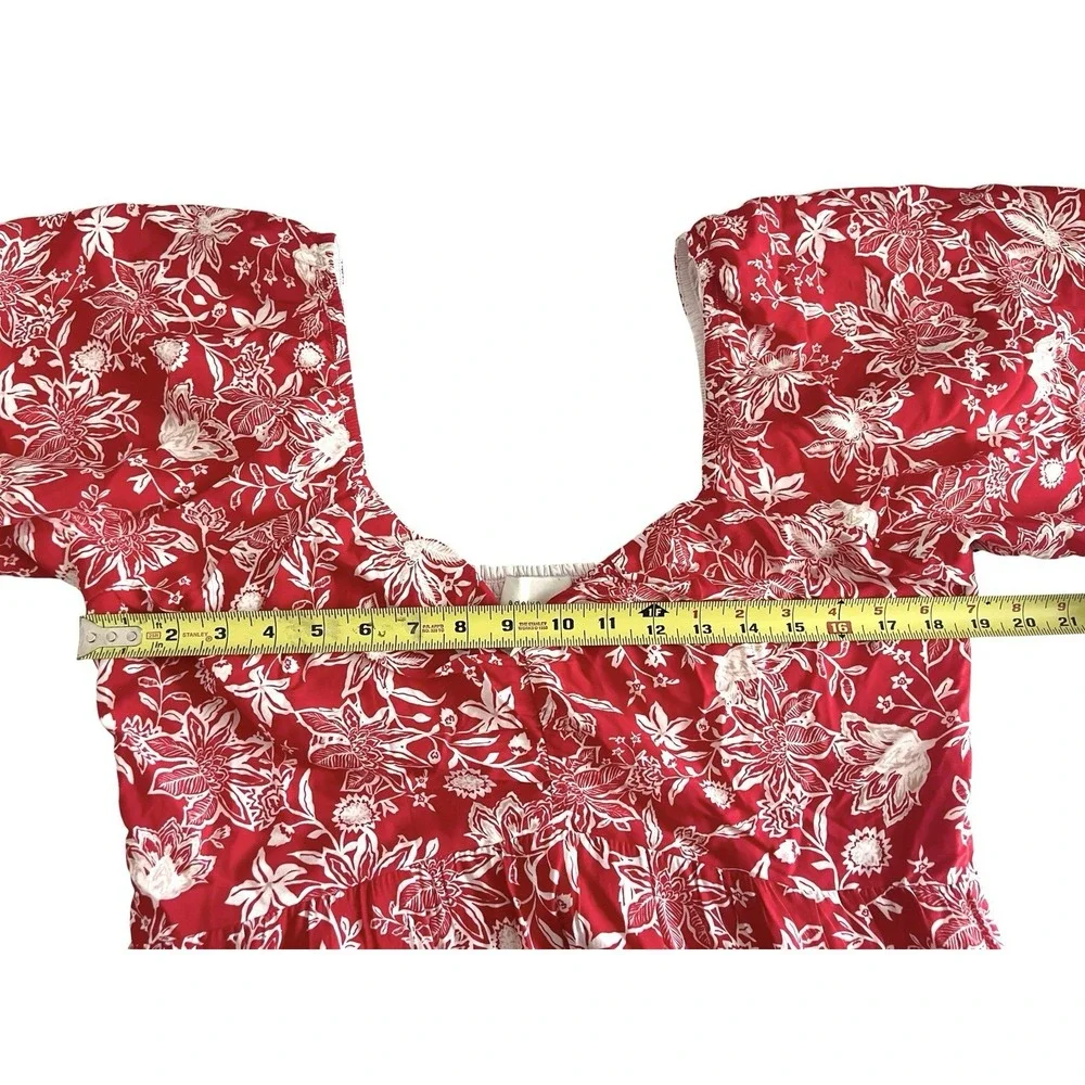 NWT Adelyn Rae Red Floral Tiered Maxi Dress Sz L Tropical Resort Vacation Boho - Picture 12 of 13